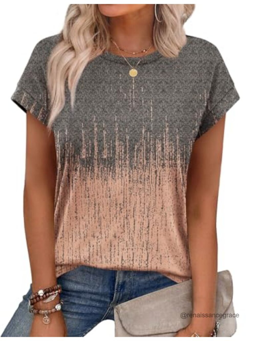 Women's Short Sleeve Crew Neck Tunic T-Shirt Casual Loose Fit Summer Top